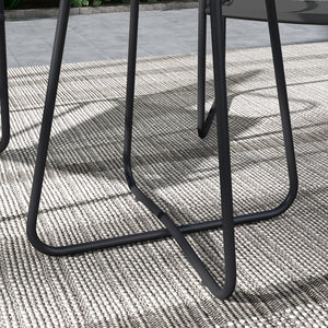 Ensemble de jardin 3 pièces, salon de jardin, 2 fauteuils 1 table ronde, acier et tissu respirant, gris