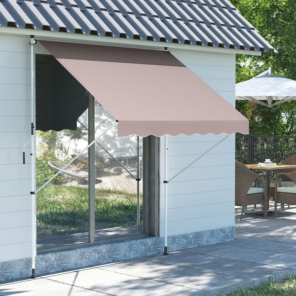 Store banne manuel rétractable 2L x 1,5l x 1,7-2,8H m inclinaison réglable installation rapide store banne sans perçage pour balcon métal aluminium polyester beige