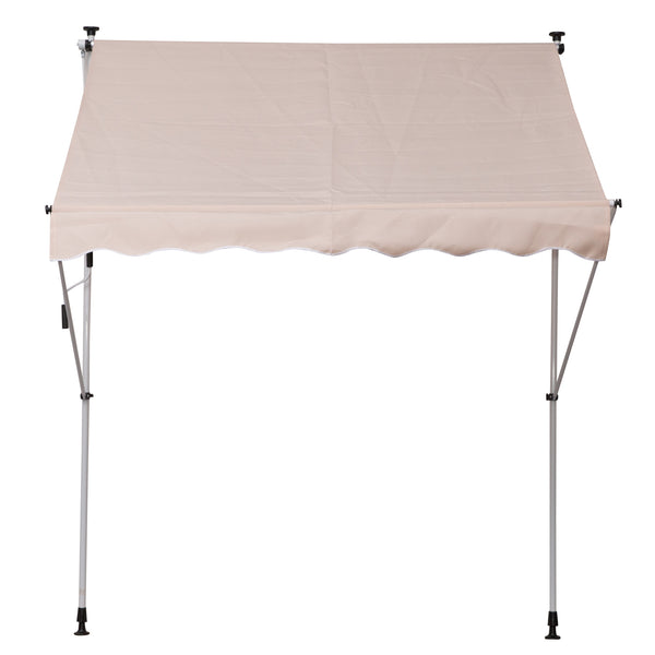 Store banne manuel rétractable 2L x 1,5l x 1,7-2,8H m inclinaison réglable installation rapide store banne sans perçage pour balcon métal aluminium polyester beige