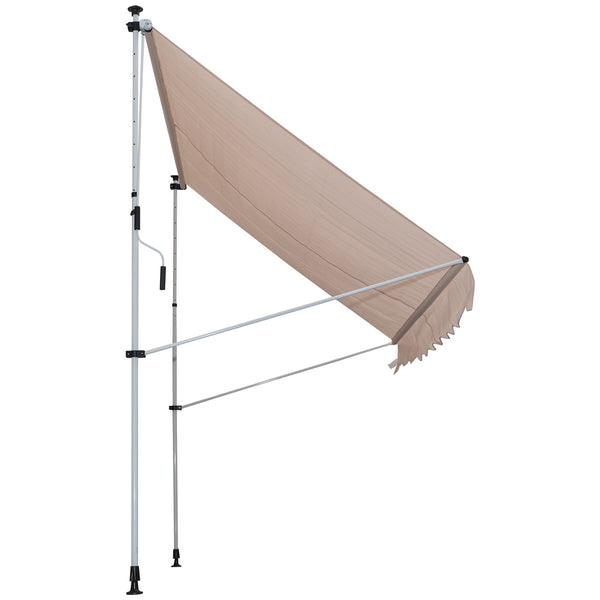 Store banne manuel rétractable 2L x 1,5l x 1,7-2,8H m inclinaison réglable installation rapide store banne sans perçage pour balcon métal aluminium polyester beige