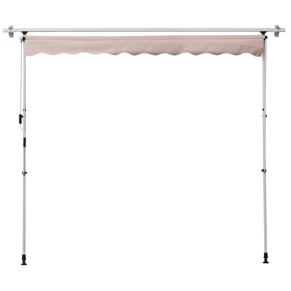 Store banne manuel rétractable 2L x 1,5l x 1,7-2,8H m inclinaison réglable installation rapide store banne sans perçage pour balcon métal aluminium polyester beige