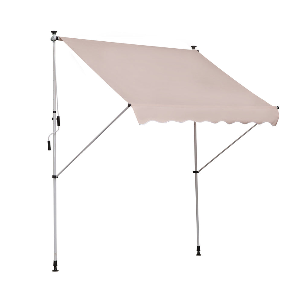 Store banne manuel rétractable 2L x 1,5l x 1,7-2,8H m inclinaison réglable installation rapide store banne sans perçage pour balcon métal aluminium polyester beige