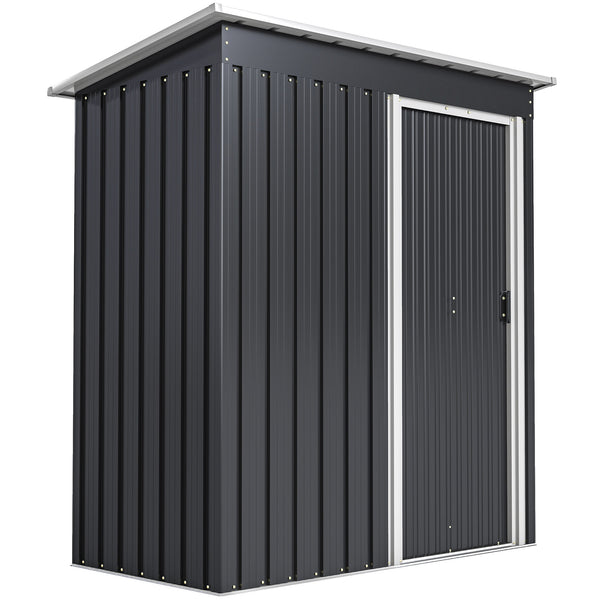 Abri de Jardin 1,16 m² - Remise pour Outils - cabanon Porte coulissante - dim. 163L x 89l x 182H cm - tôle d'acier Noir Blanc