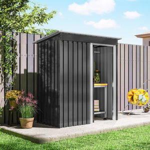 Abri de Jardin 1,16 m² - Remise pour Outils - cabanon Porte coulissante - dim. 163L x 89l x 182H cm - tôle d'acier Noir Blanc