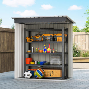 Abri de Jardin 1,16 m² - Remise pour Outils - cabanon Porte coulissante - dim. 163L x 89l x 182H cm - tôle d'acier Noir Blanc