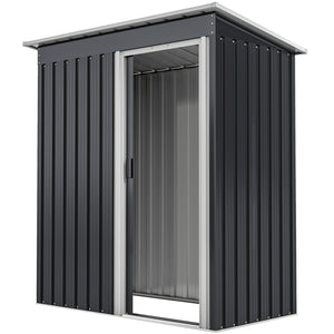 Abri de Jardin 1,16 m² - Remise pour Outils - cabanon Porte coulissante - dim. 163L x 89l x 182H cm - tôle d'acier Noir Blanc