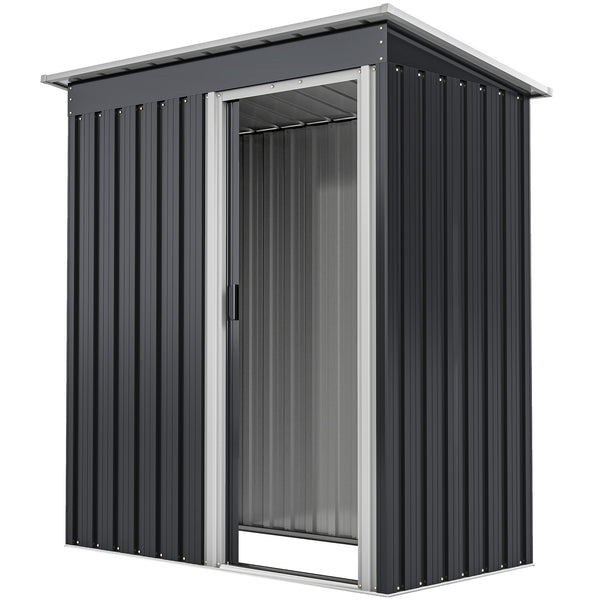 Abri de Jardin 1,16 m² - Remise pour Outils - cabanon Porte coulissante - dim. 163L x 89l x 182H cm - tôle d'acier Noir Blanc