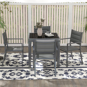 Salon de jardin extérieur en aluminium et textilène table extensible 4 chaises empilables - 4 personnes - dim. table 80/160L x 80l x 75H cm gris