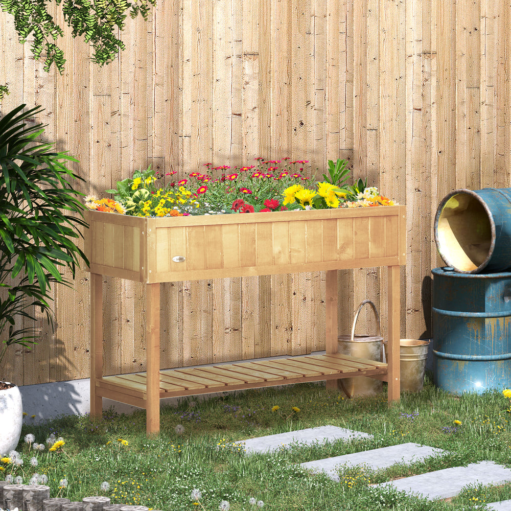 Jardinière sur Pieds carré Potager avec étagère dim. 110L x 46l x 76H cm 8 Compartiments & Inserts d'irrigation Bois de Sapin