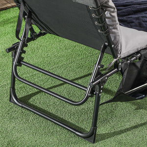 Bain de soleil, chaise longue pliante avec coussin, appuie-tête, poche latérale, textilène, transat jardin extérieur inclinable de plage camping piscine terrasse 58 x 189 x 32,5 cm gris clair