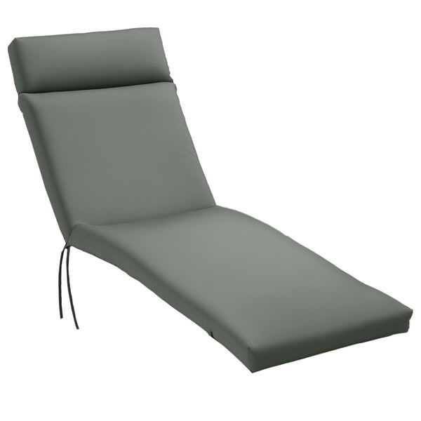 Coussins de chaise longue coussin bain de soleil - épais, confortable et rembourré - matelas transat avec 2 attaches, polyester 180 g/m², 196 x 55 x 8 cm, gris foncé