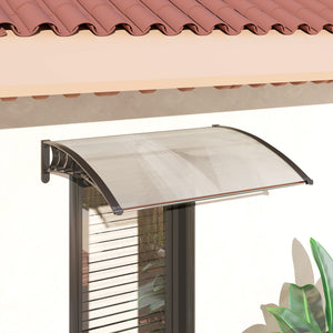 Auvent de porte d'entrée, toit marquise de porte exterieur en polycarbonate et aluminium résistante toit abri protection contre la pluie et UV pour terrasse, balcon, 122 x 89 cm, blanc