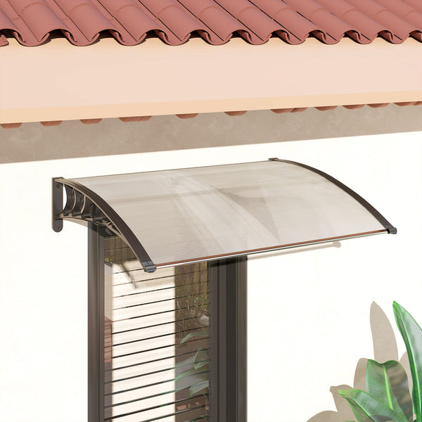 Auvent de porte d'entrée, toit marquise de porte exterieur en polycarbonate et aluminium résistante toit abri protection contre la pluie et UV pour terrasse, balcon, 122 x 89 cm, blanc