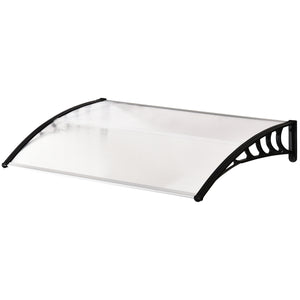 Auvent de porte d'entrée, toit marquise de porte exterieur en polycarbonate et aluminium résistante toit abri protection contre la pluie et UV pour terrasse, balcon, 122 x 89 cm, blanc