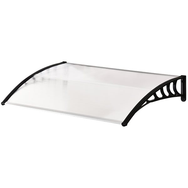 Auvent de porte d'entrée, toit marquise de porte exterieur en polycarbonate et aluminium résistante toit abri protection contre la pluie et UV pour terrasse, balcon, 122 x 89 cm, blanc