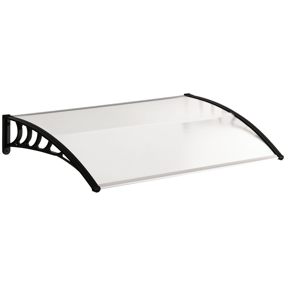 Auvent de porte d'entrée, toit marquise de porte exterieur en polycarbonate et aluminium résistante toit abri protection contre la pluie et UV pour terrasse, balcon, 122 x 89 cm, blanc