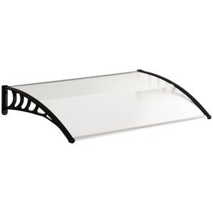 Auvent de porte d'entrée, toit marquise de porte exterieur en polycarbonate et aluminium résistante toit abri protection contre la pluie et UV pour terrasse, balcon, 122 x 89 cm, blanc