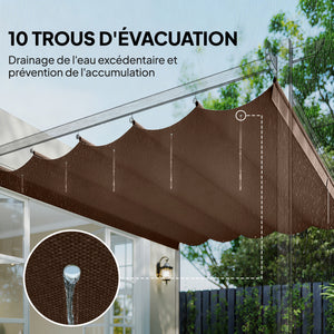 Toile de toit pour pergola tonnelle rétractable de 4 x 3 m - toile uniquement 350 x 260 cm café