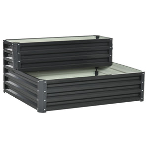 Carré potager de jardin jardinière en acier galvanisé lit de jardin surélevé fond ouvert 2 étages pour herbes légumes fruits fleurs 120 x 101 x 58 cm gris foncé