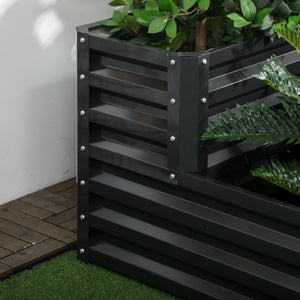 Carré potager de jardin jardinière en acier galvanisé lit de jardin surélevé fond ouvert 2 étages pour herbes légumes fruits fleurs 120 x 101 x 58 cm gris foncé