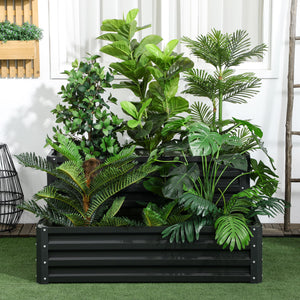 Carré potager de jardin jardinière en acier galvanisé lit de jardin surélevé fond ouvert 2 étages pour herbes légumes fruits fleurs 120 x 101 x 58 cm gris foncé