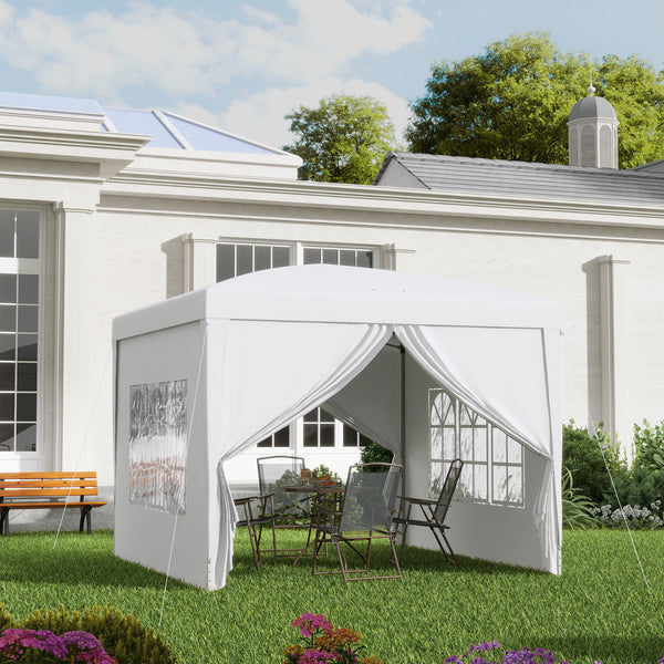 Tonnelle de jardin extérieure tente de réception barnum pop-up pliant 3 x 3 m 4 parois amovibles + sac de transport blanc