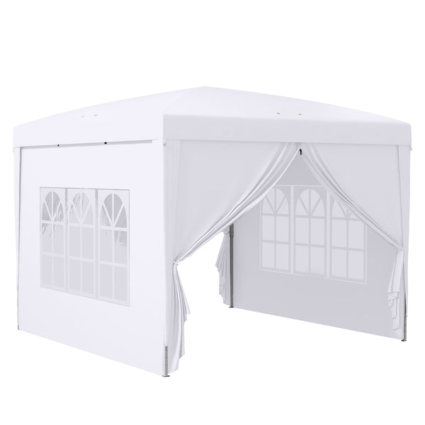 Tonnelle de jardin extérieure tente de réception barnum pop-up pliant 3 x 3 m 4 parois amovibles + sac de transport blanc