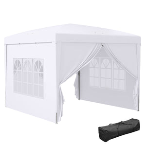 Tonnelle de jardin extérieure tente de réception barnum pop-up pliant 3 x 3 m 4 parois amovibles + sac de transport blanc