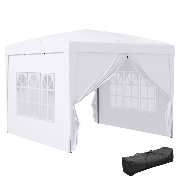 Tonnelle de jardin extérieure tente de réception barnum pop-up pliant 3 x 3 m 4 parois amovibles + sac de transport blanc