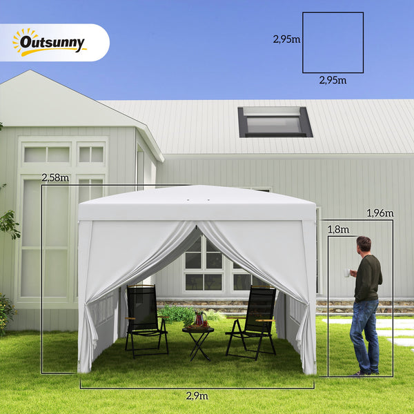 Tonnelle de jardin extérieure tente de réception barnum pop-up pliant 3 x 3 m 4 parois amovibles + sac de transport blanc