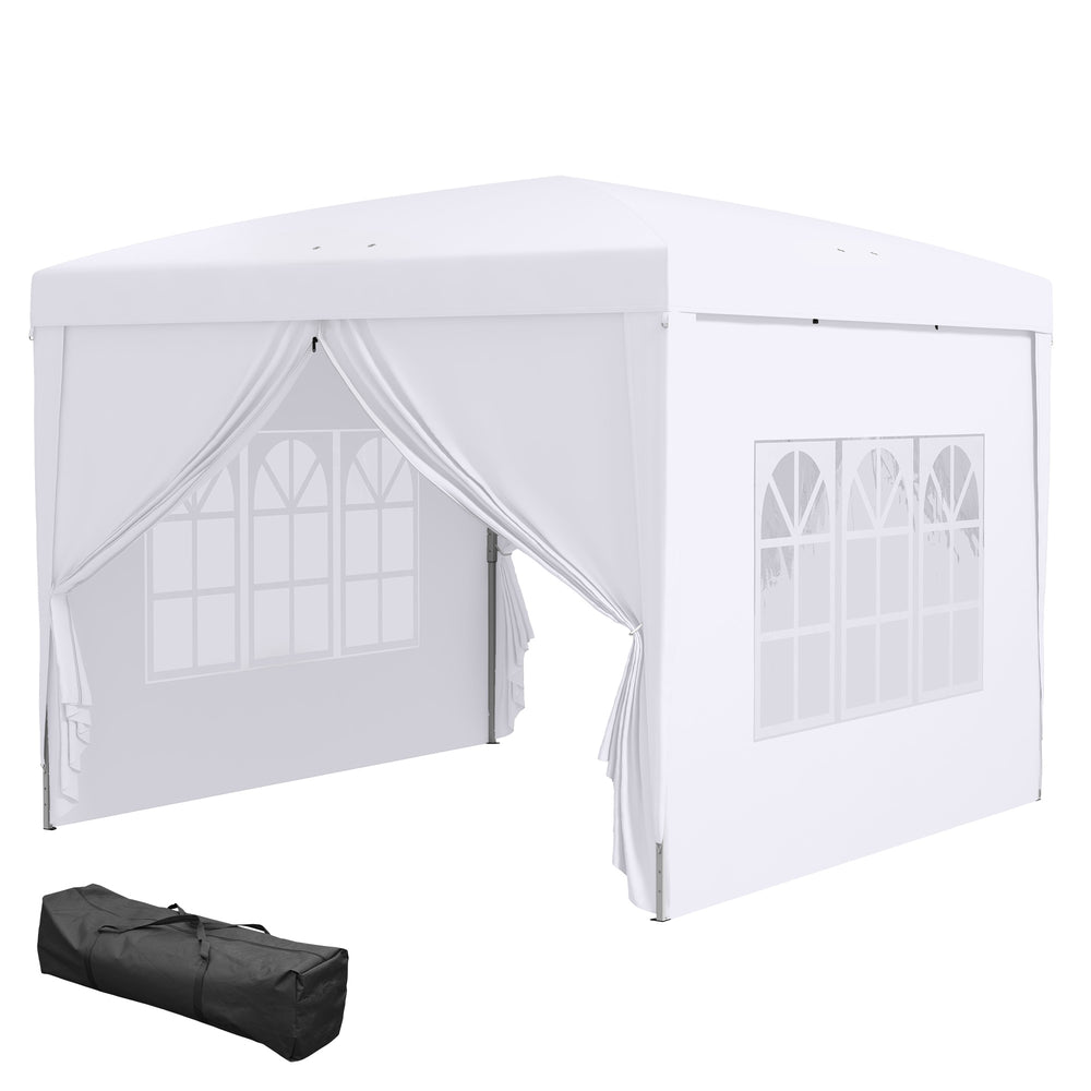 Tonnelle de jardin extérieure tente de réception barnum pop-up pliant 3 x 3 m 4 parois amovibles + sac de transport blanc
