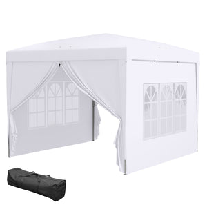 Tonnelle de jardin extérieure tente de réception barnum pop-up pliant 3 x 3 m 4 parois amovibles + sac de transport blanc