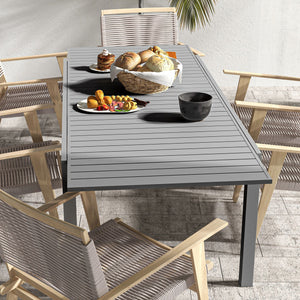 Table de jardin extensible table tables à manger de patio en aluminium rectangulaire pour 6 - 8 personnes, charge max. 50kg, dim. 180/240L x 94l x 73H cm, gris
