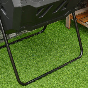Composteur de Jardin - bac à Compost pour déchets - Rotatif 360° - Double Chambre 160 L - Acier PP Noir