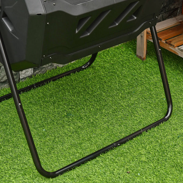 Composteur de Jardin - bac à Compost pour déchets - Rotatif 360° - Double Chambre 160 L - Acier PP Noir