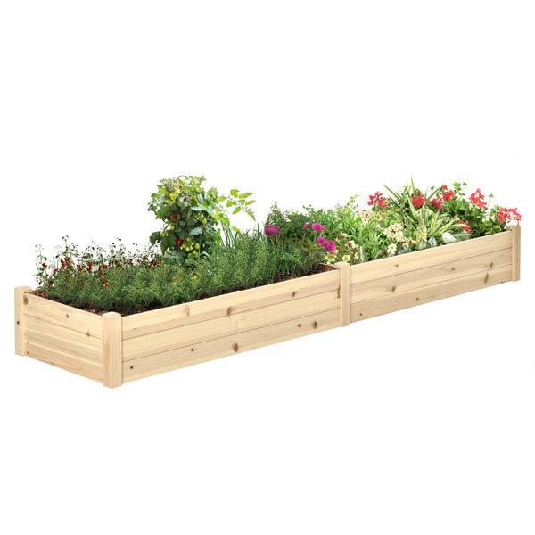 Carré Potager de Jardin dim. 244 x 61,5 x 27 cm Feutre de Drainage, séparation Inclus Bois de Sapin