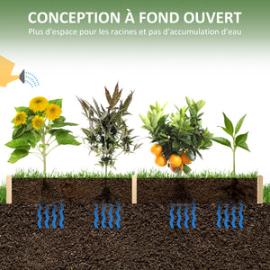 Carré Potager de Jardin dim. 244 x 61,5 x 27 cm Feutre de Drainage, séparation Inclus Bois de Sapin