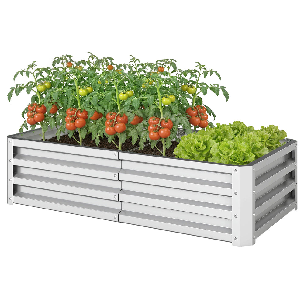 Carré potager de jardin 120 x 60 x 30,5 cm acier galvanisée argent