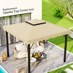 Toile de Rechange pour pavillon tonnelle Tente 3 x 3 m Toit de Remplacement Gazebo de Jardin Tissu Polyester Haute densité 170 g/m² Beige