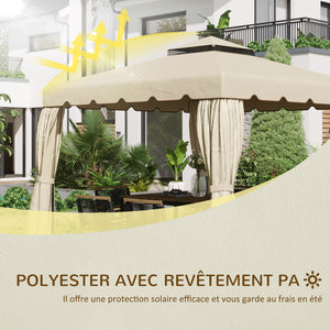 Toile de Rechange pour pavillon tonnelle Tente 3 x 3 m Toit de Remplacement Gazebo de Jardin Tissu Polyester Haute densité 170 g/m² Beige