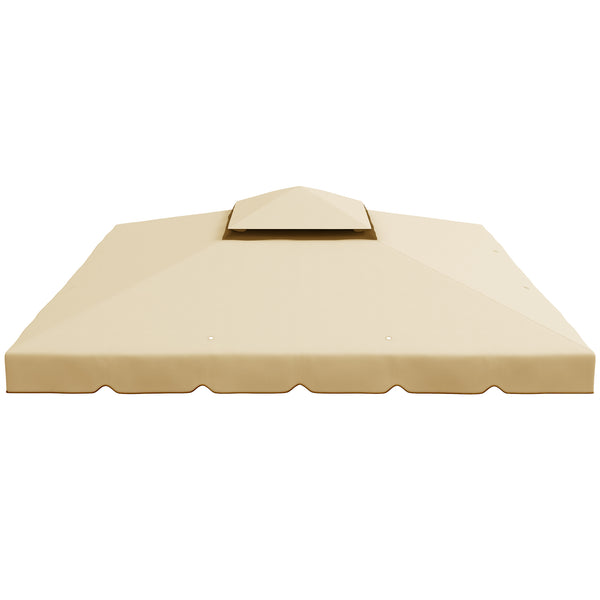 Toile de Rechange pour pavillon tonnelle Tente 3 x 3 m Toit de Remplacement Gazebo de Jardin Tissu Polyester Haute densité 170 g/m² Beige