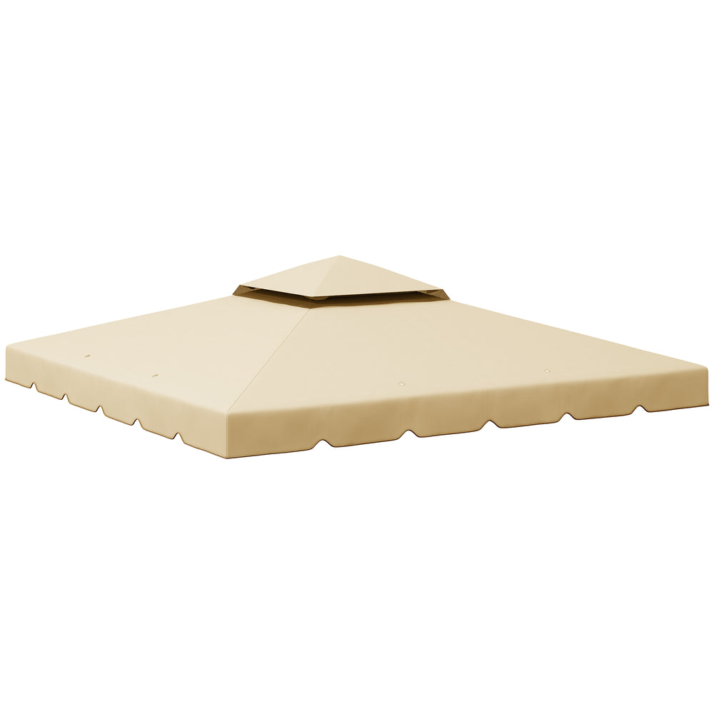 Toile de Rechange pour pavillon tonnelle Tente 3 x 3 m Toit de Remplacement Gazebo de Jardin Tissu Polyester Haute densité 170 g/m² Beige