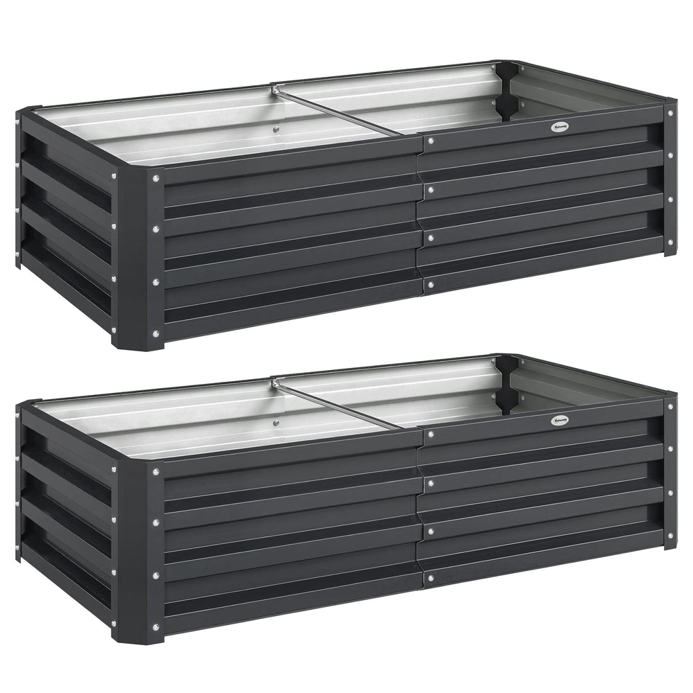 Lot de 2 carrés potagers de jardin 120 x 60 x 30,5 cm acier galvanisée gris