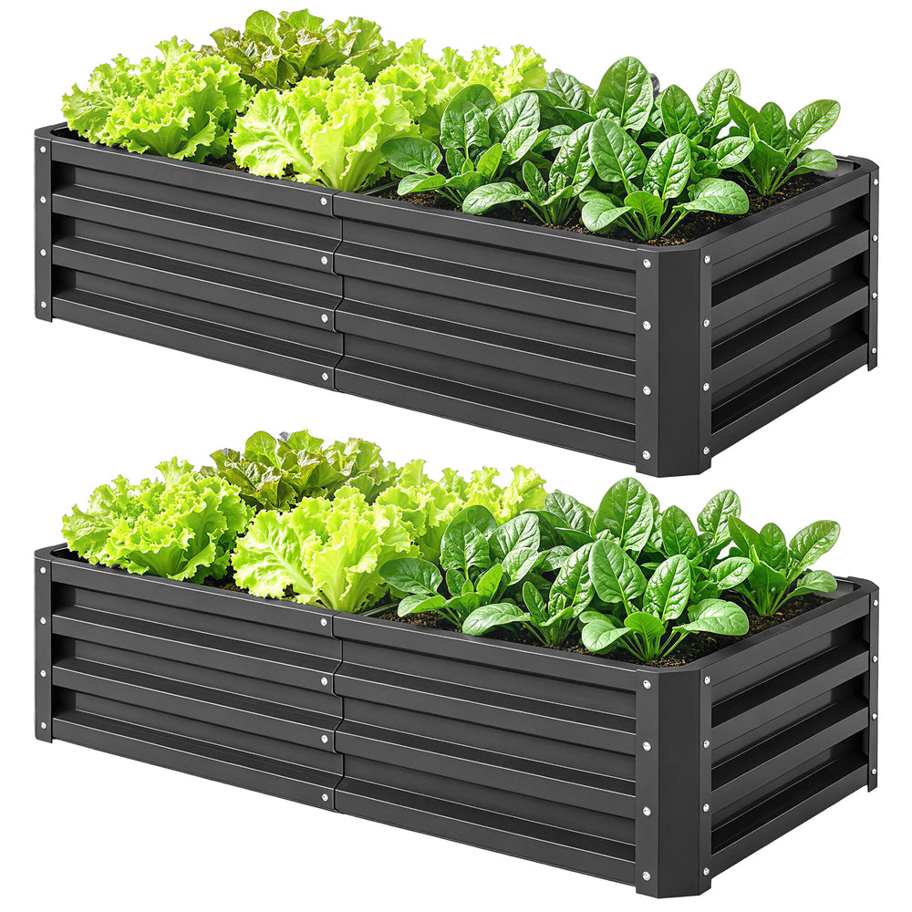 Lot de 2 carrés potagers de jardin 120 x 60 x 30,5 cm acier galvanisée gris