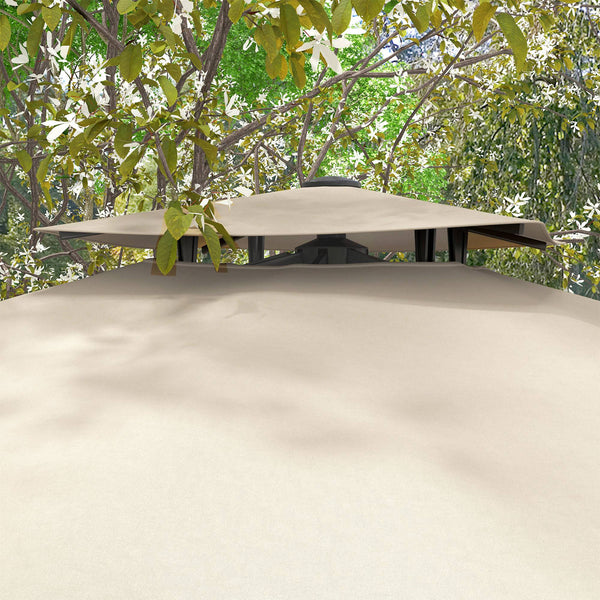 Parasol déporté carré 3 x 3 m, parasol de jardin extérieur avec manivelle, base croisée, parasol rotatif à 360°, toile polyester 250 g/m², double toit, 8 baleines, kaki
