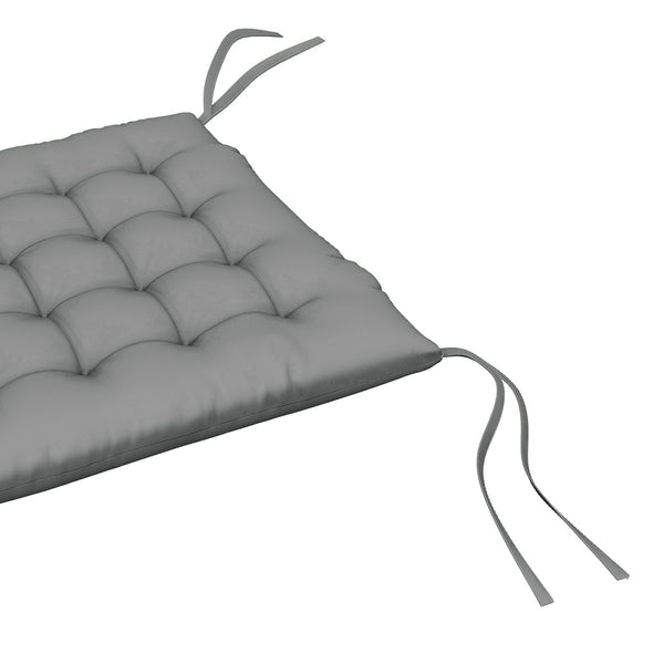 Lot de 6 coussins de chaise de jardin, Coussins extérieur capitonné, grand confort cm avec attaches, dim. 40L x 40l cm Gris