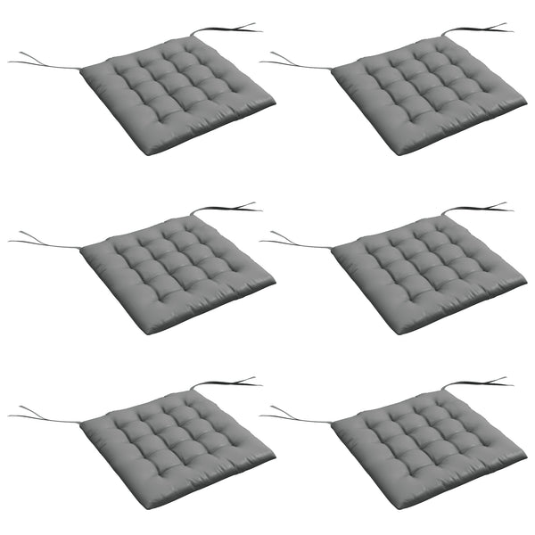 Lot de 6 coussins de chaise de jardin, Coussins extérieur capitonné, grand confort cm avec attaches, dim. 40L x 40l cm Gris