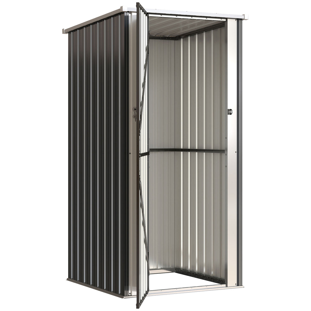 Abri de Jardin Extérieur, 0,69 m², 83x89x163 cm, Abri Métallique avec Toit Incliné, Porte avec Fermeture, Gants Inclus, pour Patio, Terrasse, Gris Foncé
