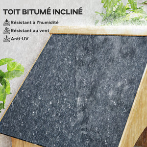 Abri de jardin en bois cabane de jardin exterieur armoire de jardin avec toit bitumé 3 étagères porte avec loquet rangement et stockage extérieurs pour terrasse 77,5 x 54,2 x 179,5 cm naturel