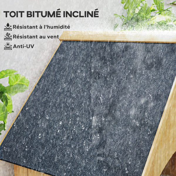 Abri de jardin en bois cabane de jardin exterieur armoire de jardin avec toit bitumé 3 étagères porte avec loquet rangement et stockage extérieurs pour terrasse 77,5 x 54,2 x 179,5 cm naturel